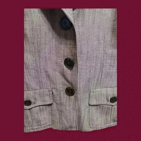 Kasper sheen blazer tan & brown blazer style safari size 2P - Picture 8 of 12